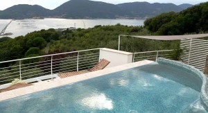 Le linee sinuose si integrano con i profili delle colline in questo progetto villa con piscina.